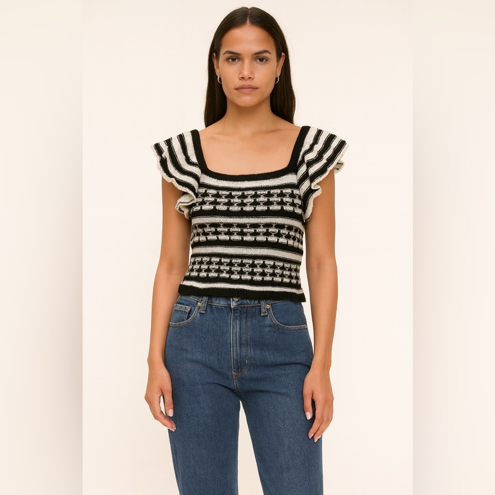 Hersy Black and White Striped Knit Top